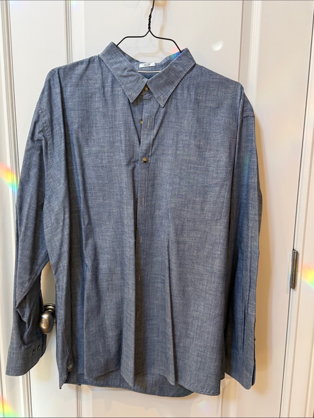 Men's Chambray Button-Down Shirt - Blue